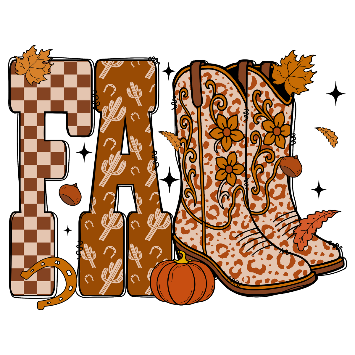 Patterned Fall Boots DTF Transfer