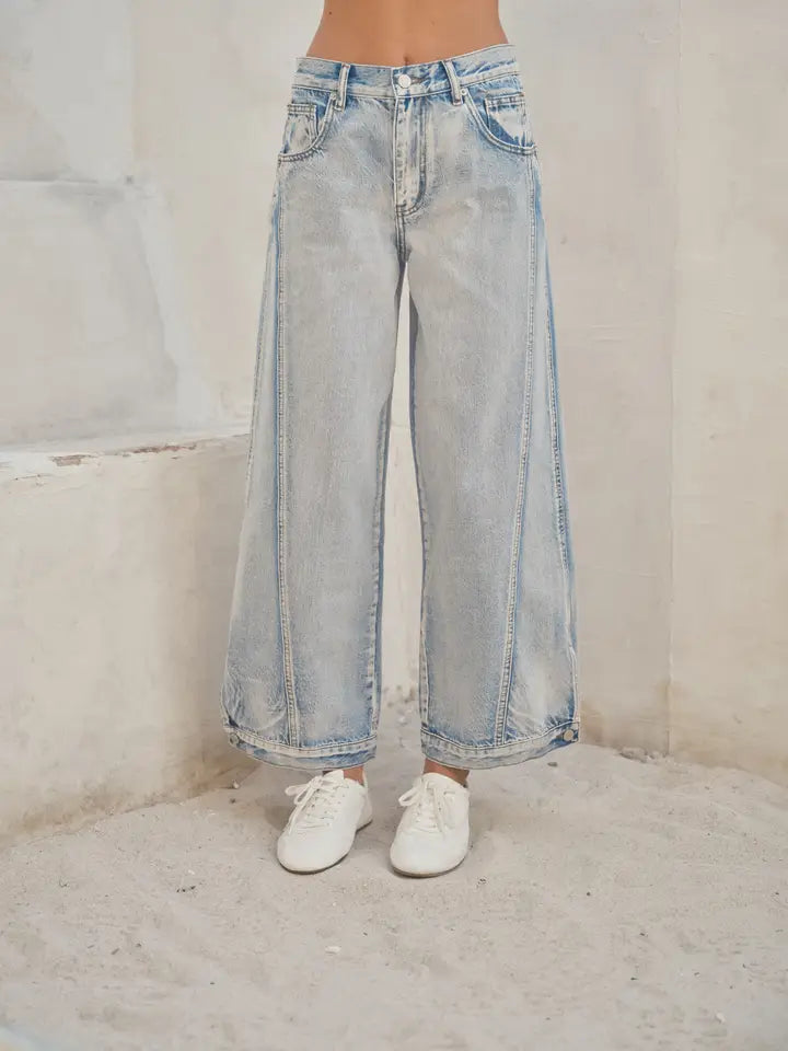 Curve Sideseam Two Way Detail Vintage Washed Jeans