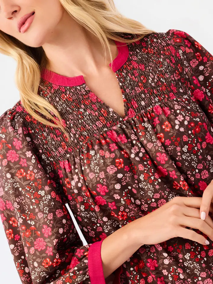 Mary Square Audrey Smocked Dress | Granada Glen Cocoa