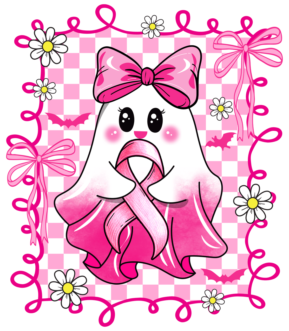 Pink Ghost for Breast Cancer DTF Transfer