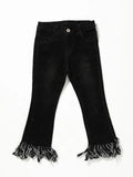 Black Fringe Girls Jeans