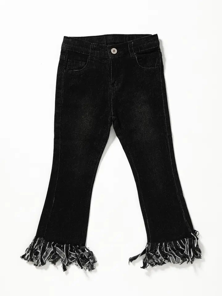 Black Fringe Girls Jeans