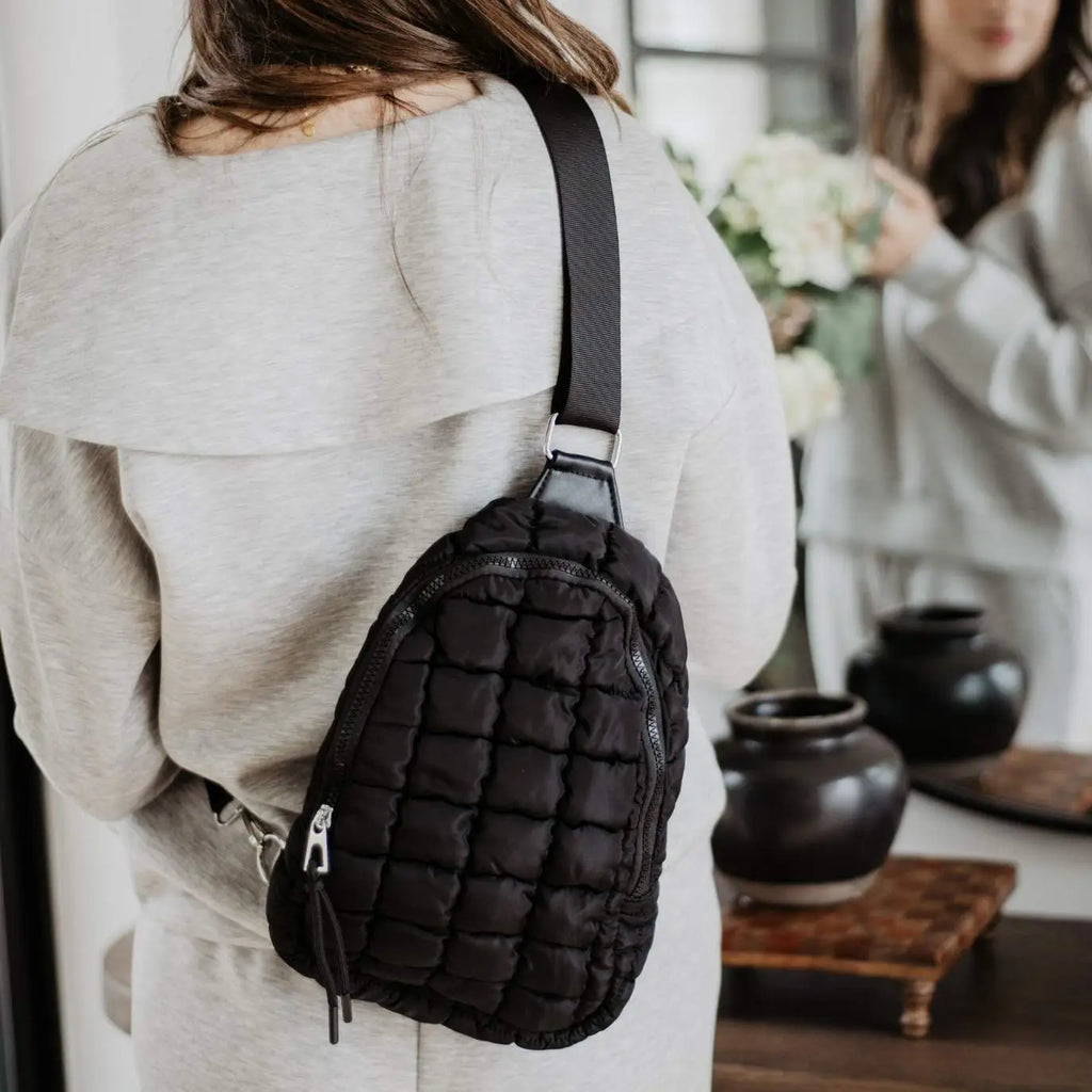 Katydid Black Quilted Sling Bag For Women