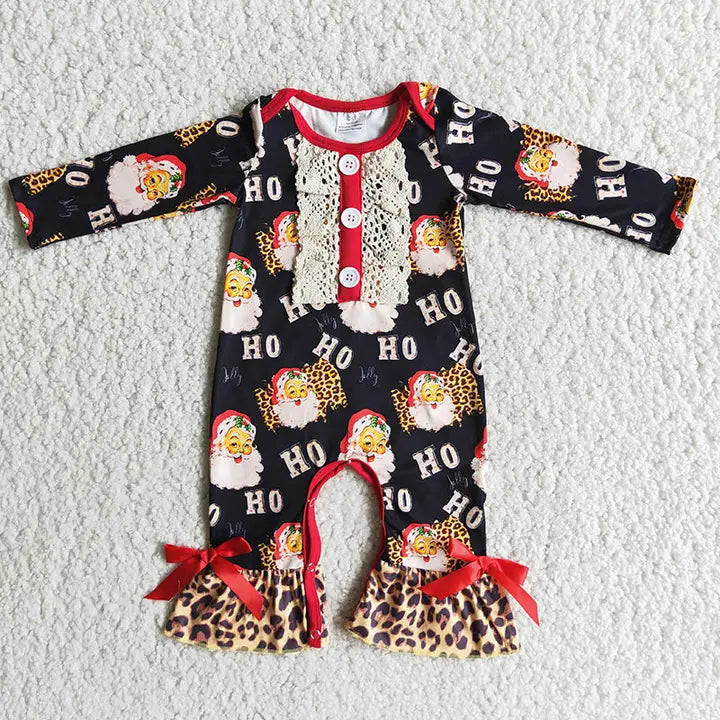 Black Santa Girls Rompers