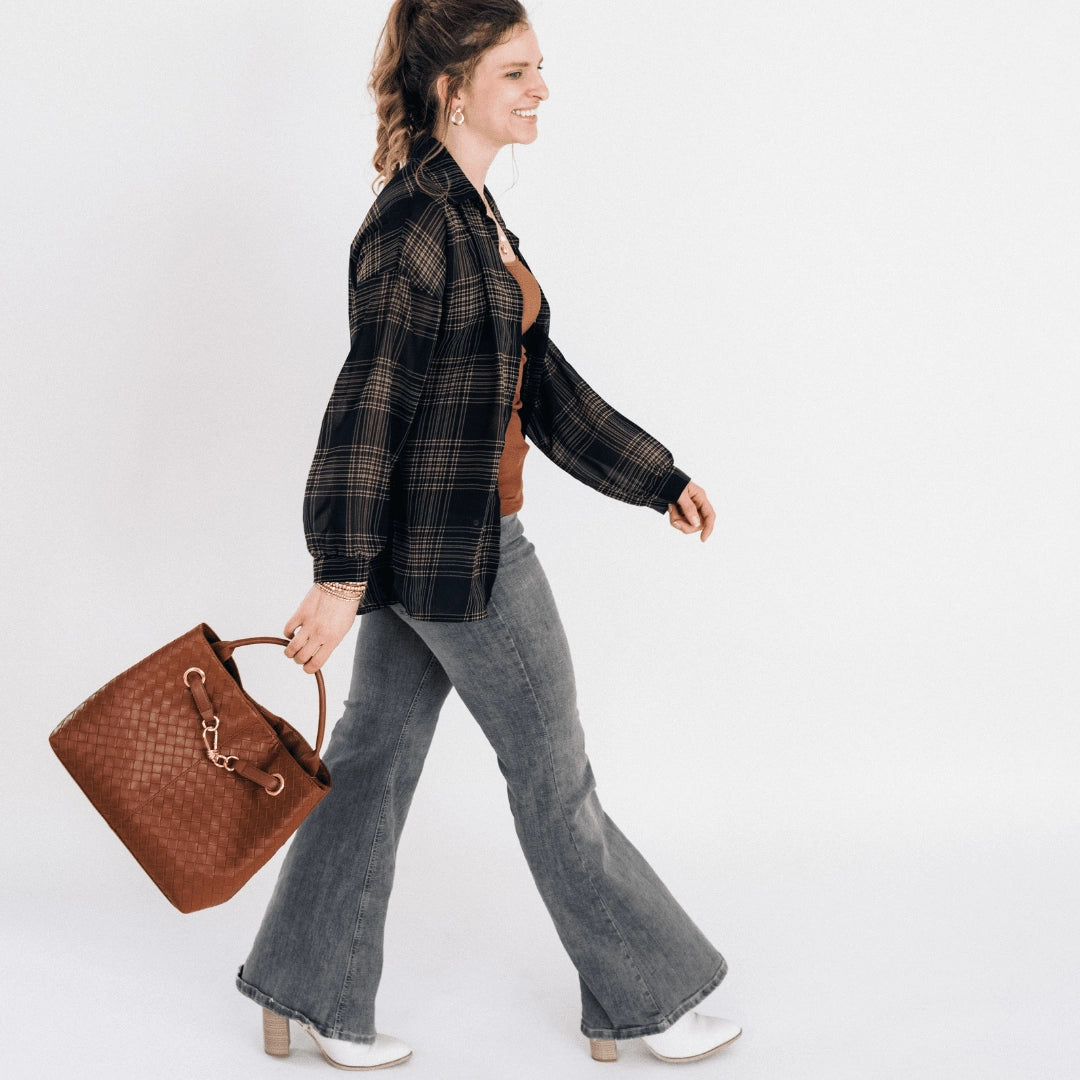 Black Plaid Ice Silk Shirt