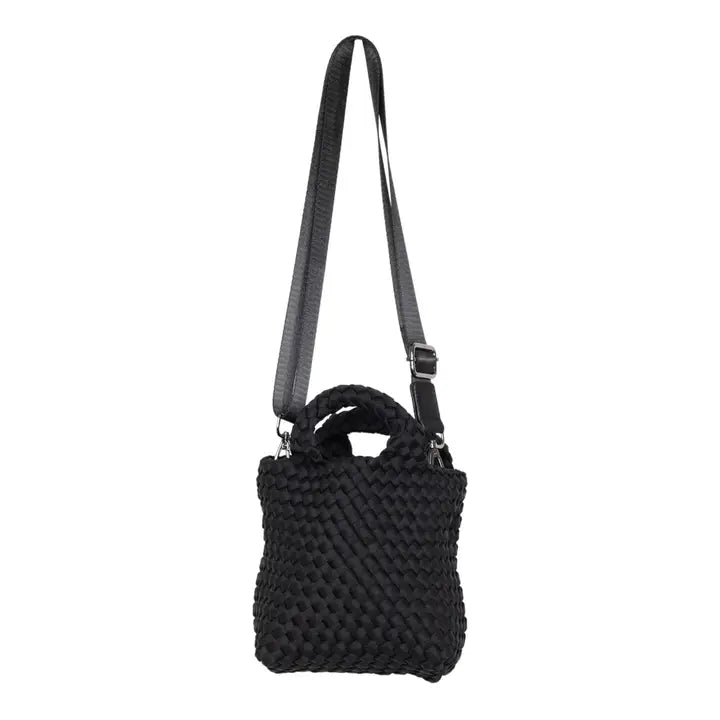 Katydid Black Mini Neoprene Woven Bucket Bag