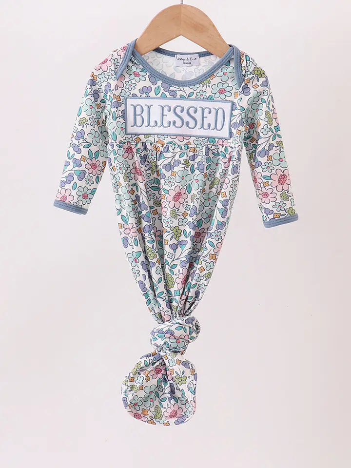 Blue Floral Blessed Embroidery Gown