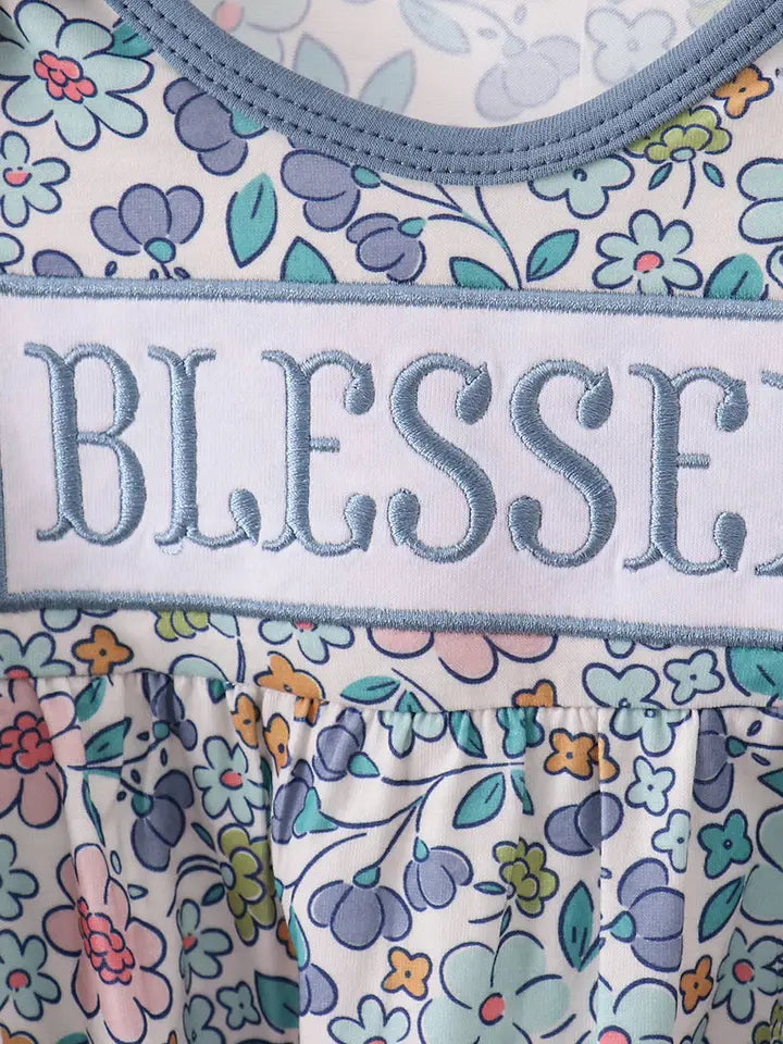 Blue Floral Blessed Embroidery Gown