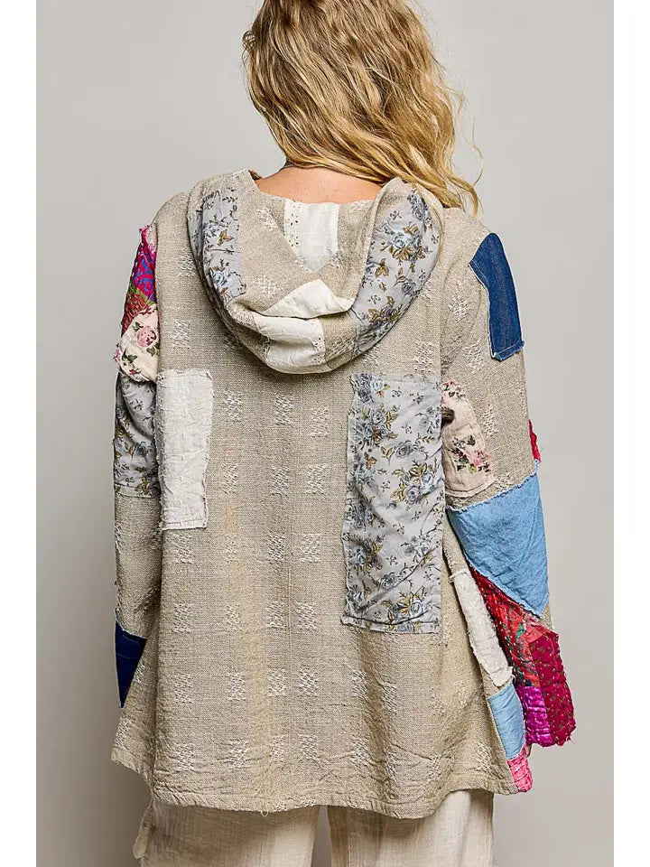 Bohemian Denim Vintage Patchwork Hooded Jacket