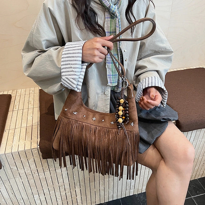 Boho Fringe Hobo Large Capacity Shoulder Bag