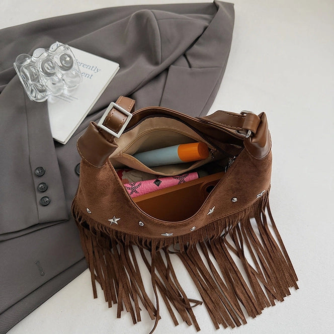 Boho Fringe Hobo Large Capacity Shoulder Bag
