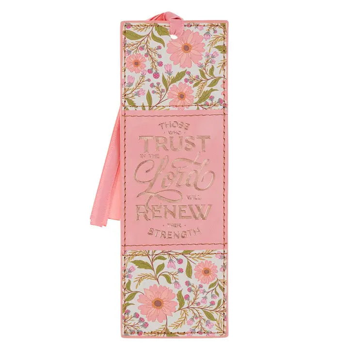 Bookmark Faux Leather Coral Trust in the Lord Isa 40:31