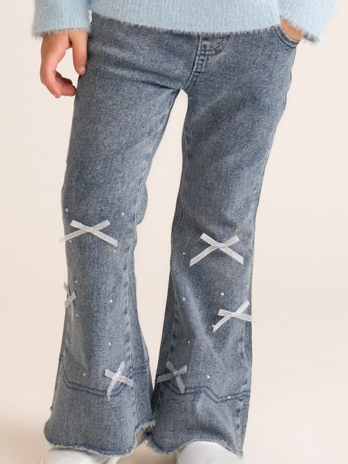 Bow Sparkle Denim Bell Bottoms