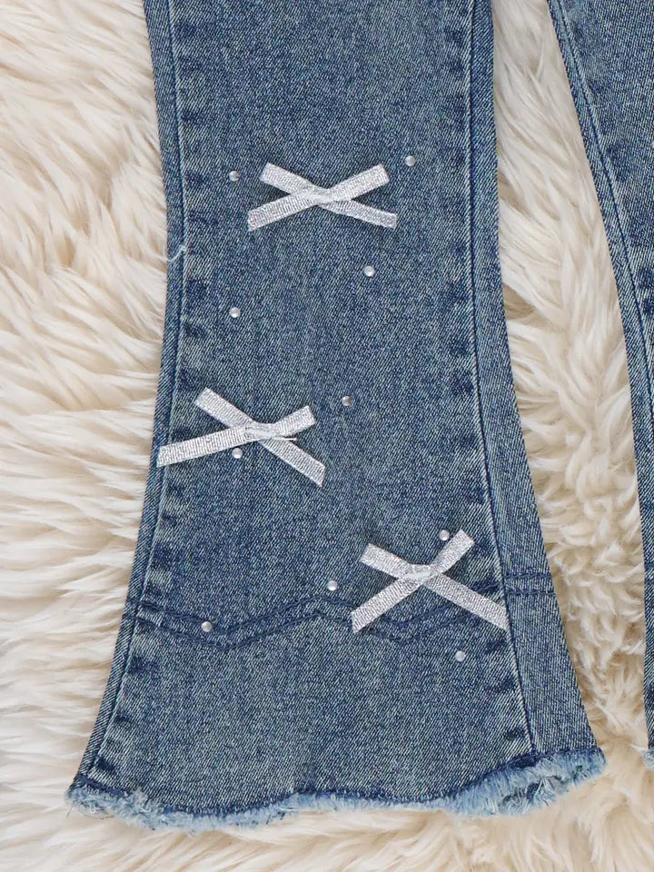 Bow Sparkle Denim Bell Bottoms