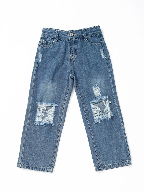 Boys Light Blue Washed Denim Pants