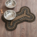 Braided Bone Shaped Dog Bowl Mat 11.5x17.5 – Espresso