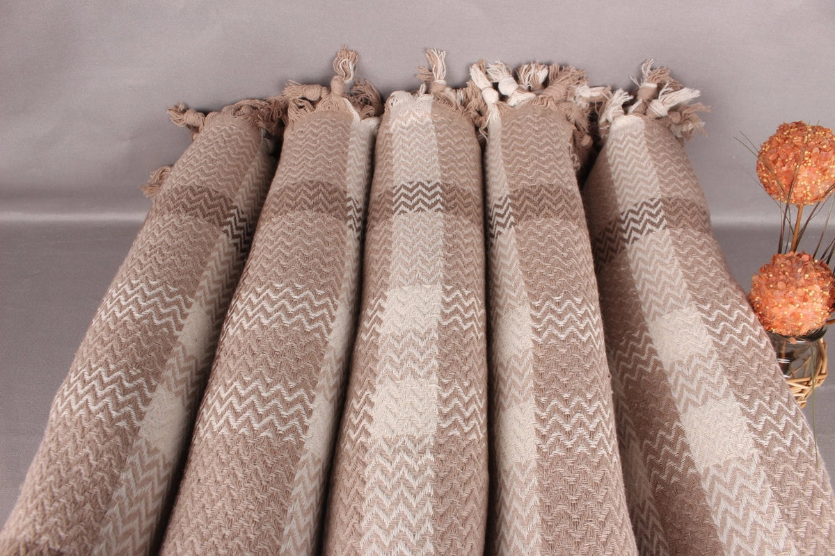 Brown Organic Turkish Throw Blanket, 79x89 in