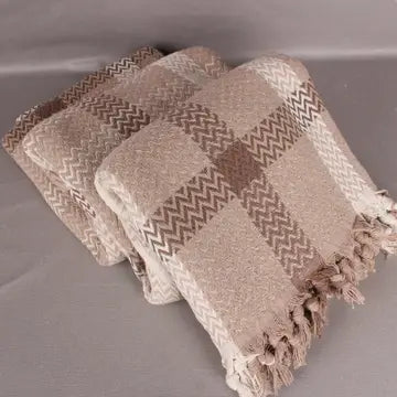 Brown Organic Turkish Throw Blanket, 79x89 in