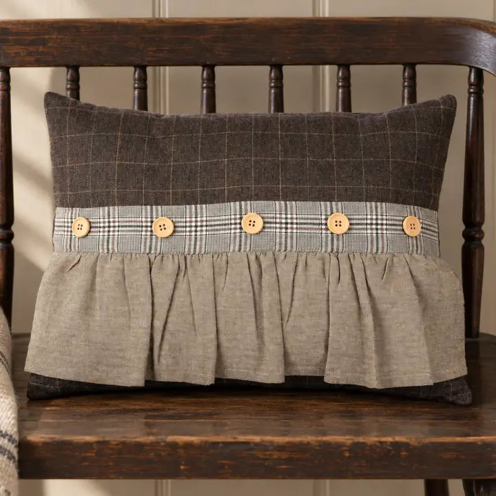 Brown Plaid Ruffled Lumbar Pillow 14x18 – Rory