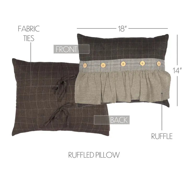 Brown Plaid Ruffled Lumbar Pillow 14x18 – Rory