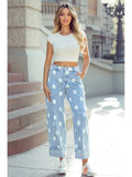 Casual Polka Dot Ankle-Length Regular Jeans