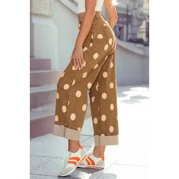 Casual Polka Dot Ankle-Length Regular Jeans