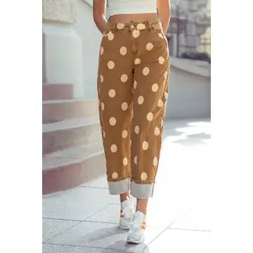 Casual Polka Dot Ankle-Length Regular Jeans