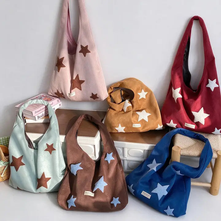 Casual Star Embroidery Large Capacity Shoulder Bag