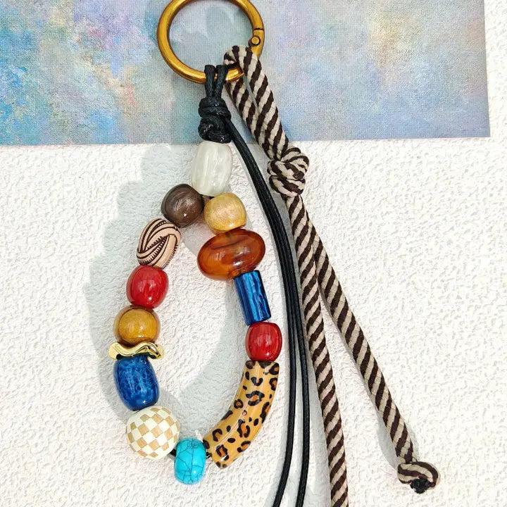 Casual Bohemian Bead Keychain Bag Charm