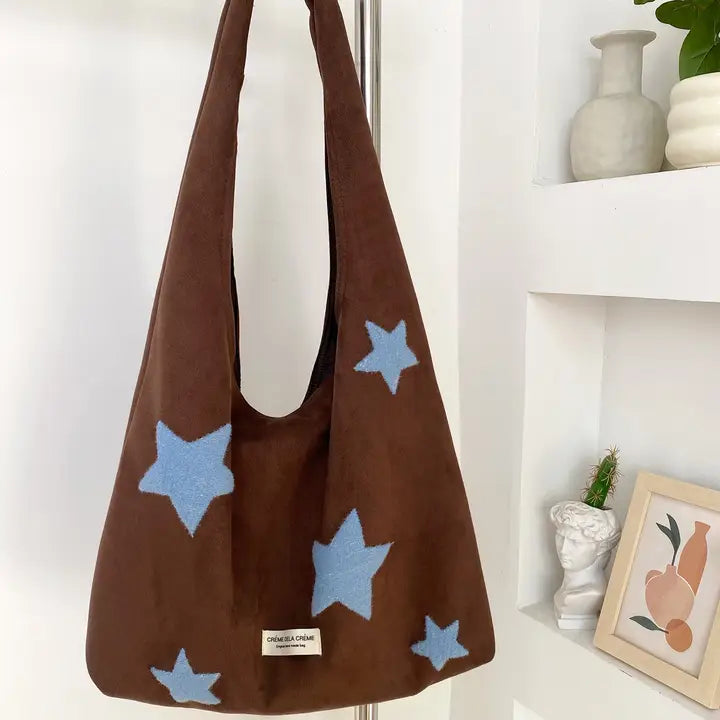 Casual Star Embroidery Large Capacity Shoulder Bag
