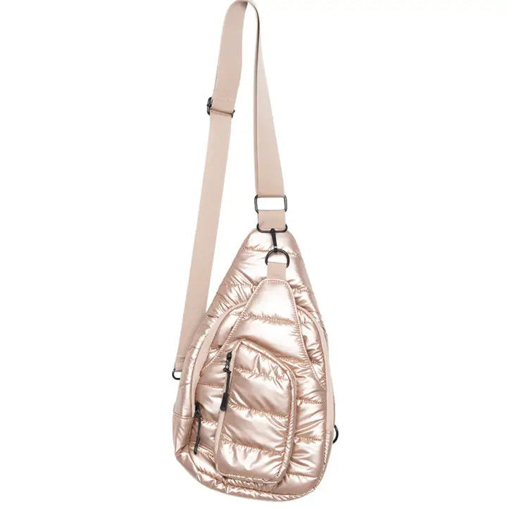 Katydid Champagne Metallic Sling Bag