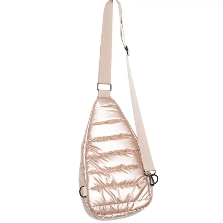 Katydid Champagne Metallic Sling Bag