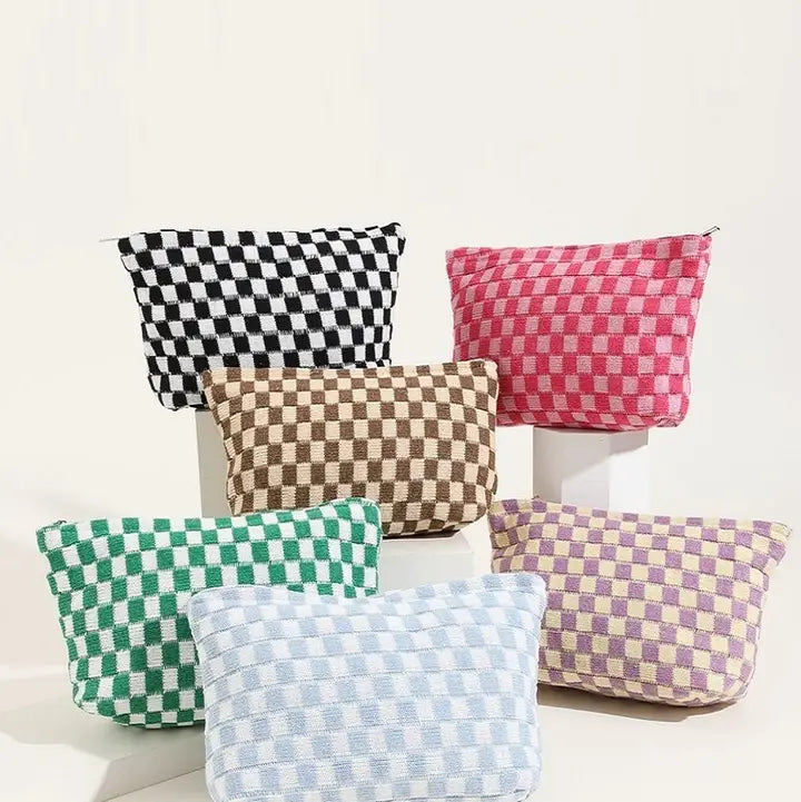 Checkered Pouch Clutch Bag