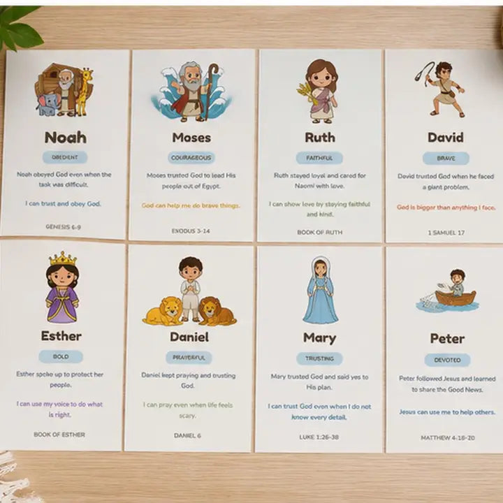 Christian Scripture Bible Heroes Learning Cards