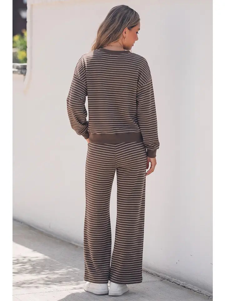 Cozy Long Sleeve Pullover Pocket Shift Pants 2pcs Sets
