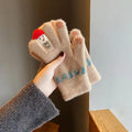 Cute Cartoon Thicken Plush Warm Knit Gloves