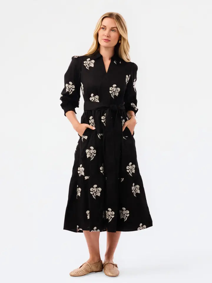 Mary Square Eleanor Embroidered Dress | Moonlit Grace Black