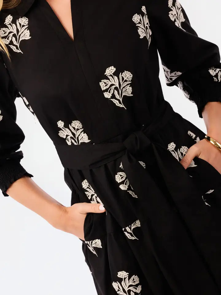Mary Square Eleanor Embroidered Dress | Moonlit Grace Black