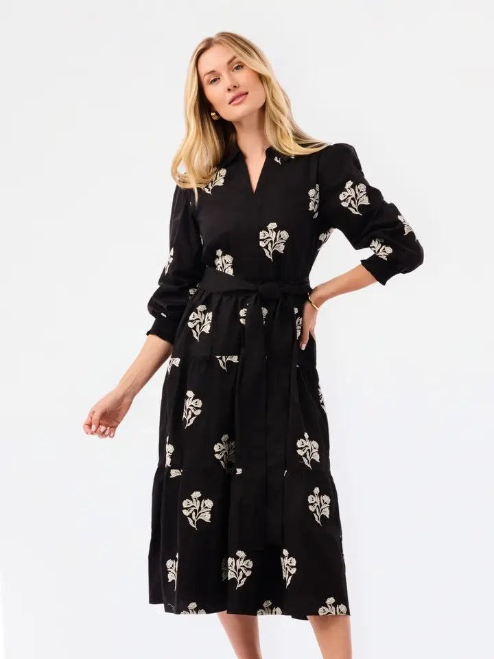 Mary Square Eleanor Embroidered Dress | Moonlit Grace Black
