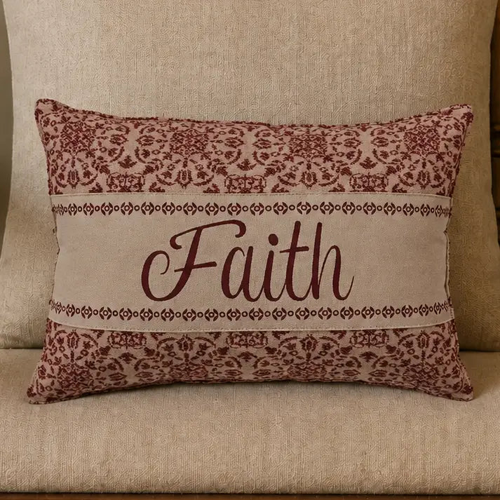 Faith Burgundy Tan Jacquard Pillow 9.5x14