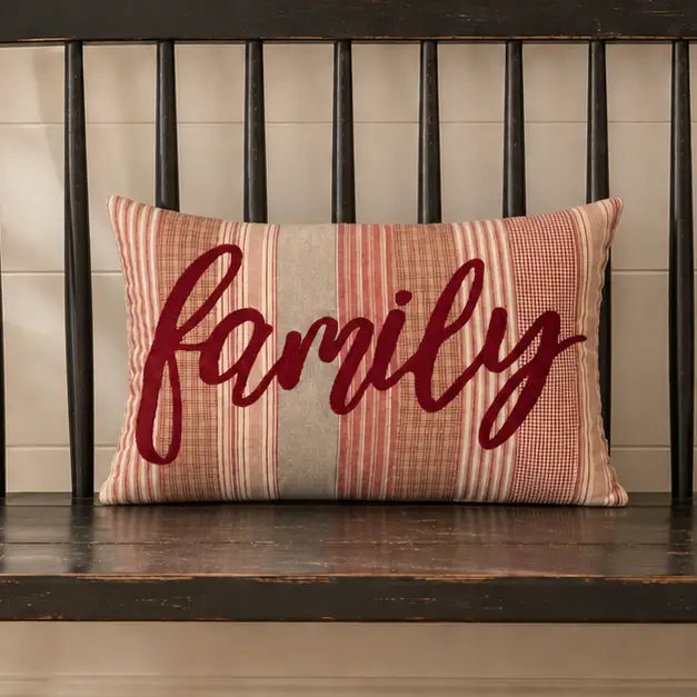 Family Throw Pillow 14x22 Sawyer Mill Red
