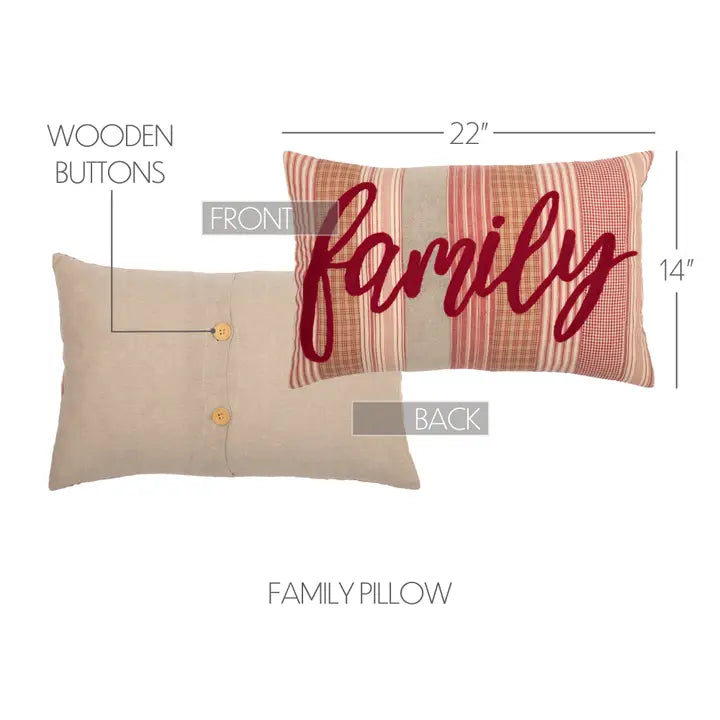 Family Throw Pillow 14x22 Sawyer Mill Red