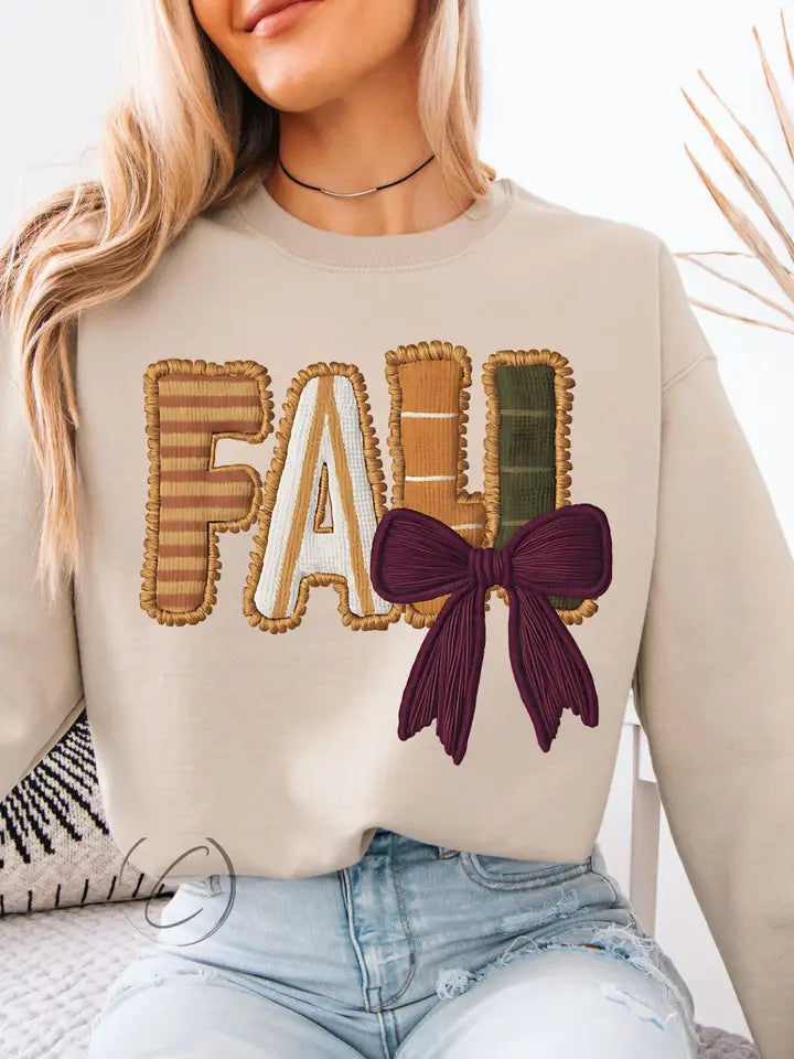 Faux Embroidery Fall Sweatshirt