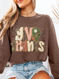 Faux Yarn Give Thanks Long Sleeve Graphic Sweatshirt