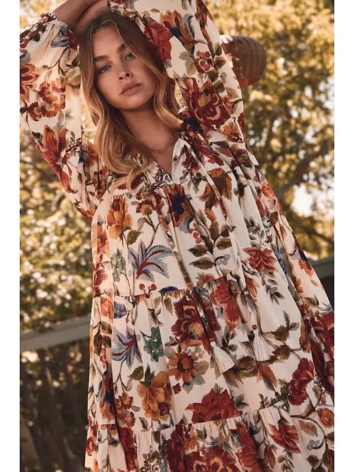 Floral Printed Gathered Mini Dress