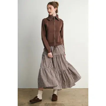 Forest Gingham Tiered Maxi Skirt