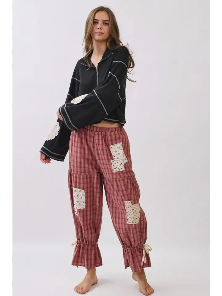 Gingham Wide Leg Pants