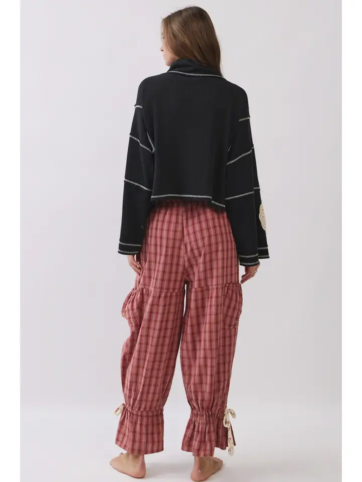 Gingham Wide Leg Pants