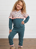 Girls Molly Teal Bloom Floral Winter Fall Hooded Sweat Set
