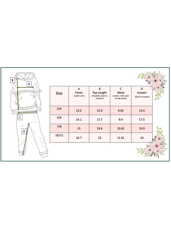 Girls Molly Forest Green Floral Winter Fall Hooded Sweat Set